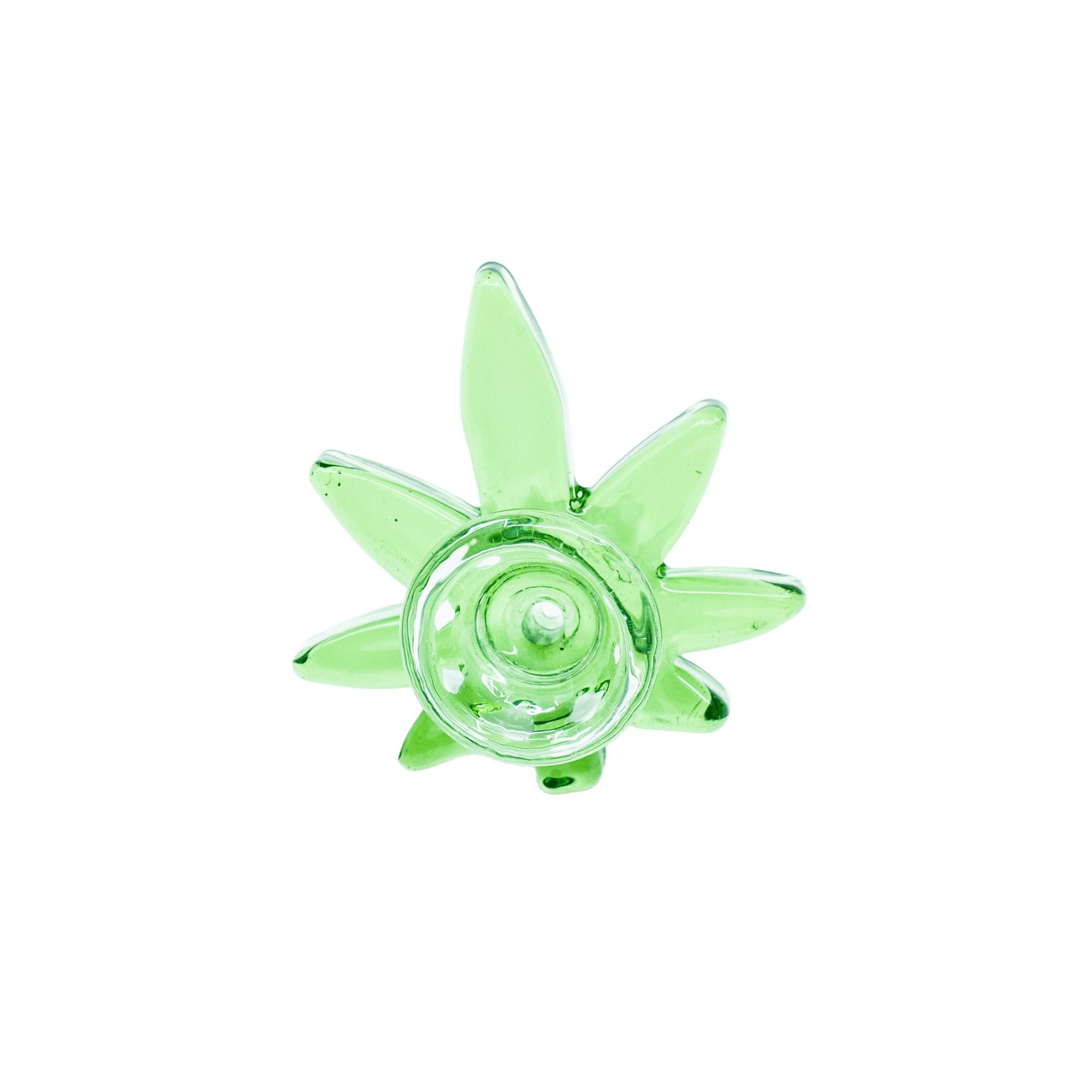 Sweet Re-Leaf Bowl, translucent green glass bong bowl piece shaped like a star leaf