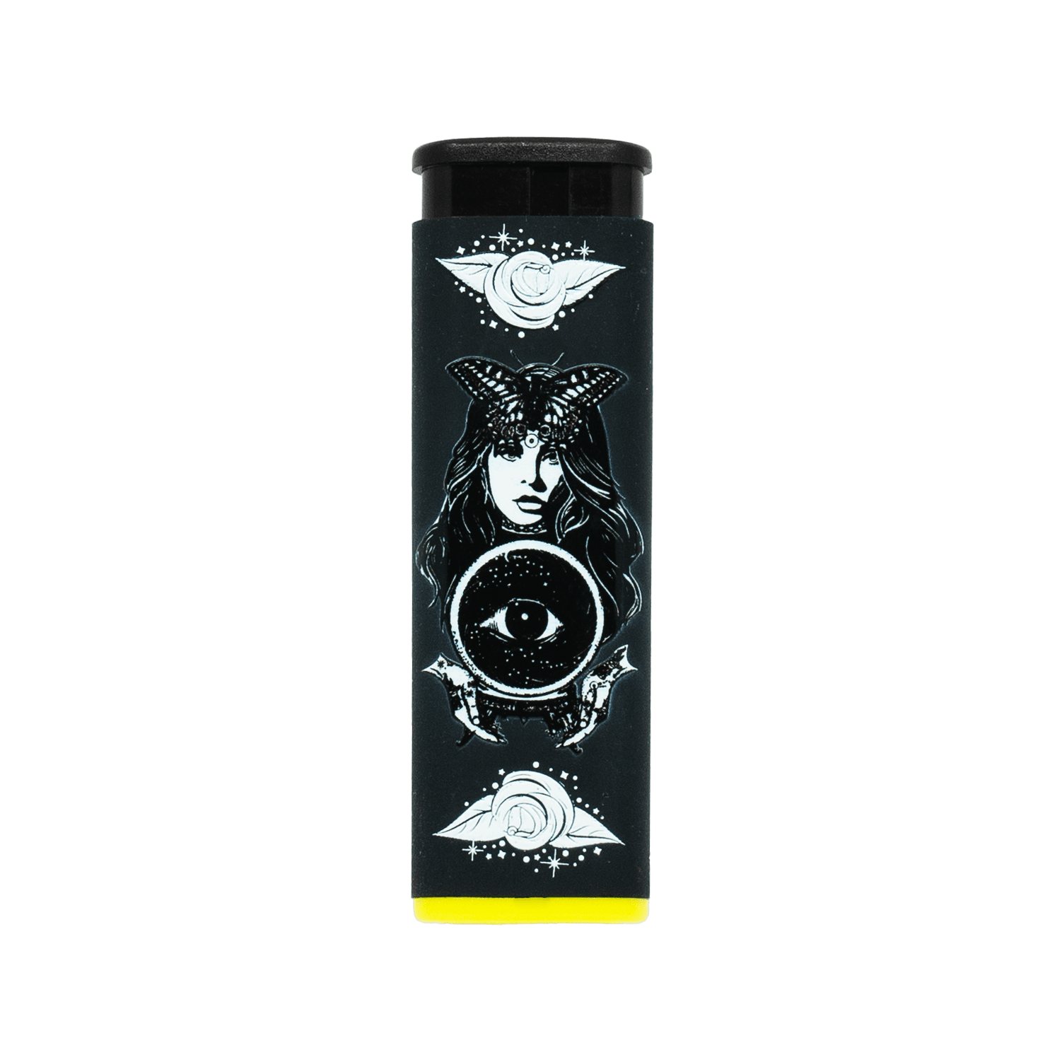 Magic Oracle torch lighter, refillable jet flame with mystic eye artwork in white