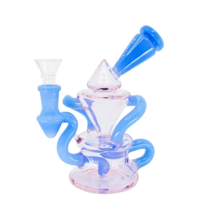 Pastel Panic Bong – Twisted Glass in Pink + Blue