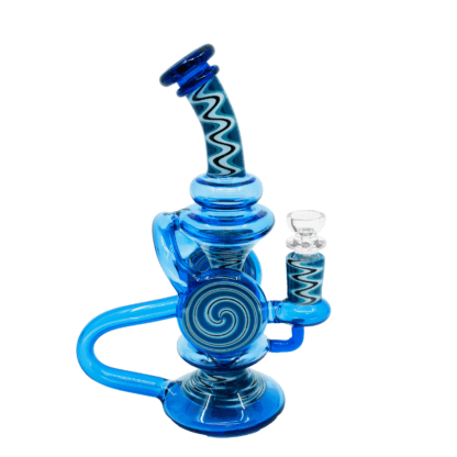 Psychedelic Spiral Bong – Blue Glass Vortex Rig