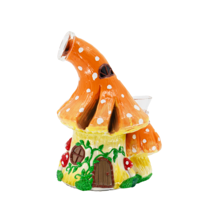 Toadstool Hollow Bong – Orange Mushroom House Glass Bong