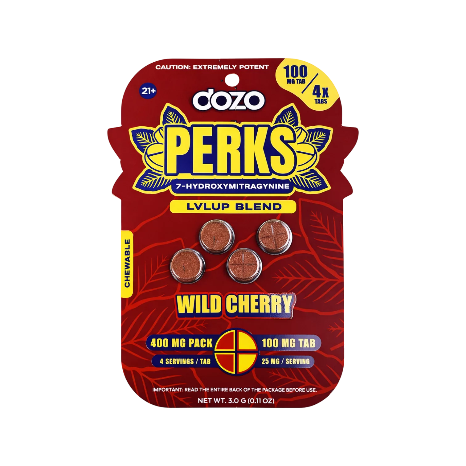 Buy Dozo Perks Extreme Potency 7-OH Tablets - Wild Cherry (LVLUP Blend)