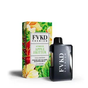 FVKD premium THC-A badder disposable, 3.5g, apple fritter fruit box with black device
