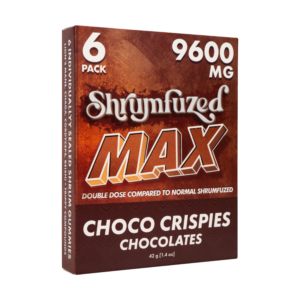 Shrumfuzed MAX choco crispies chocolates bar, 9600mg 6-piece, dark red and brown box