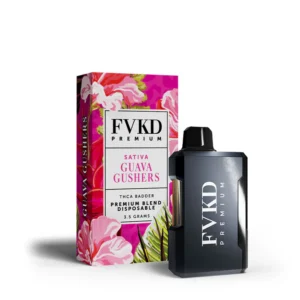 FVKD premium THC-A badder disposable in guava gushers sativa, 3.5g magenta box