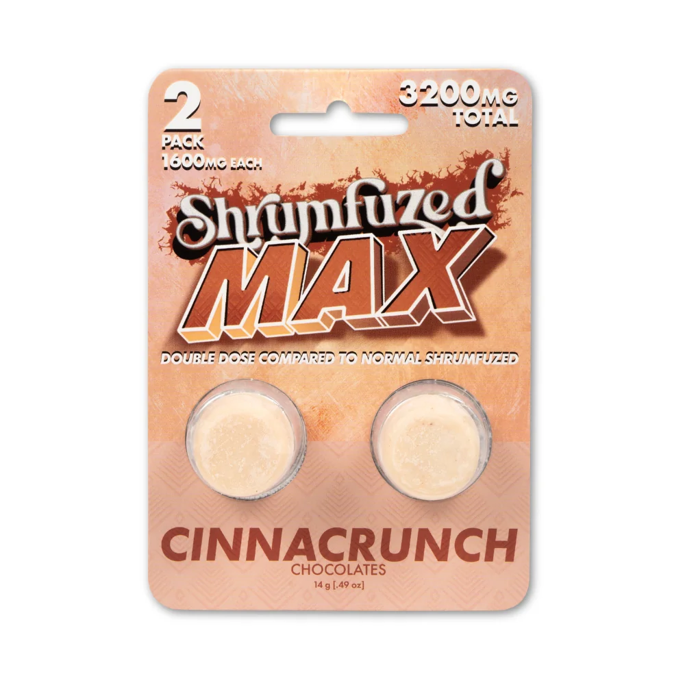 Shrumfuzed MAX cinnacrunch chocolates, 3200mg 2-pack orange card with two discs