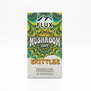 Flux magic mushroom vape disposable in zkittlez, tie-dye 5000mg box