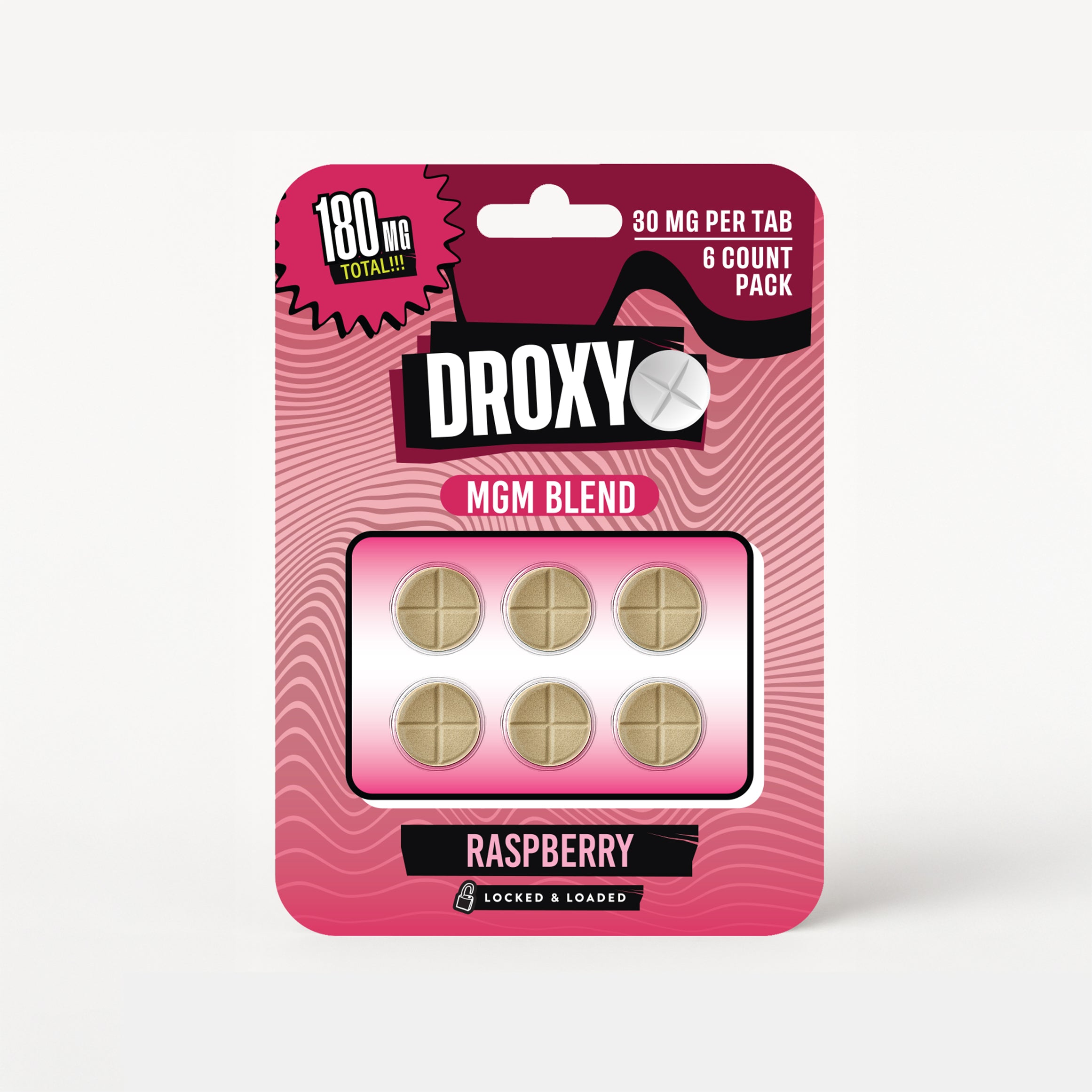 Droxy MGM blend tablets in raspberry, pink 180mg blister pack of 6