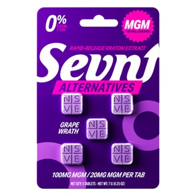 Sevn Alternatives MGM rapid release tablets in grape wrath, 100mg purple blister card