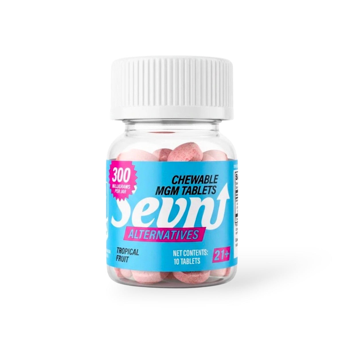 Sevn MGM tablets in tropical fruit, 30mg per tablet, 300mg white bottle, 10-count