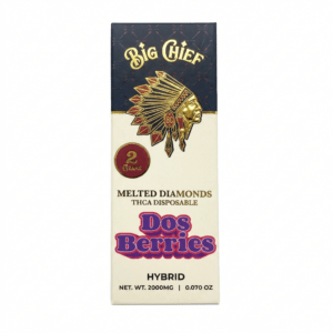 Big Chief melted diamonds THCA disposable in dos berries hybrid, 2000mg box