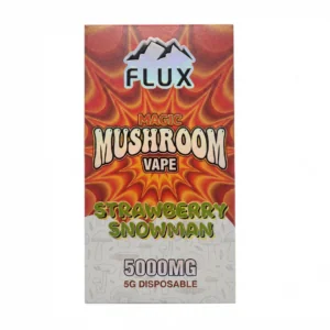 Flux magic mushroom vape disposable in strawberry snowman, orange 5000mg box
