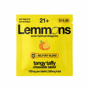 Lemmons 7-OH chewable tablets in tangy taffy flavor, 125mg each, yellow 2-count pack
