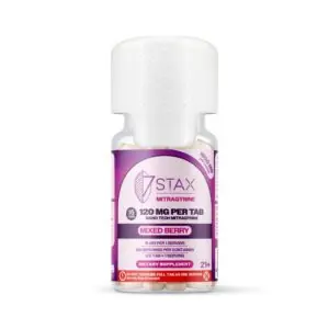 7Stax Nano Tech mitragynine tablets in mixed berry, 1800mg 15-count card, front view