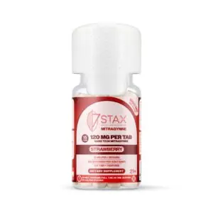 7Stax Nano Tech mitragynine tablets in strawberry, 1800mg 15-count card, front view