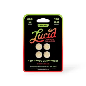 Lucid Black Label 7-hydroxy chewable tablets in cherry limeade, 600mg pack of 4