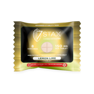 7Stax premium kratom alkaloid tablet in lemon lime, 150mg single-count black card