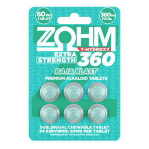 ZOHM 7-OH chewable tablets in baja blast, 60mg per tablet, blue 6-count blister card