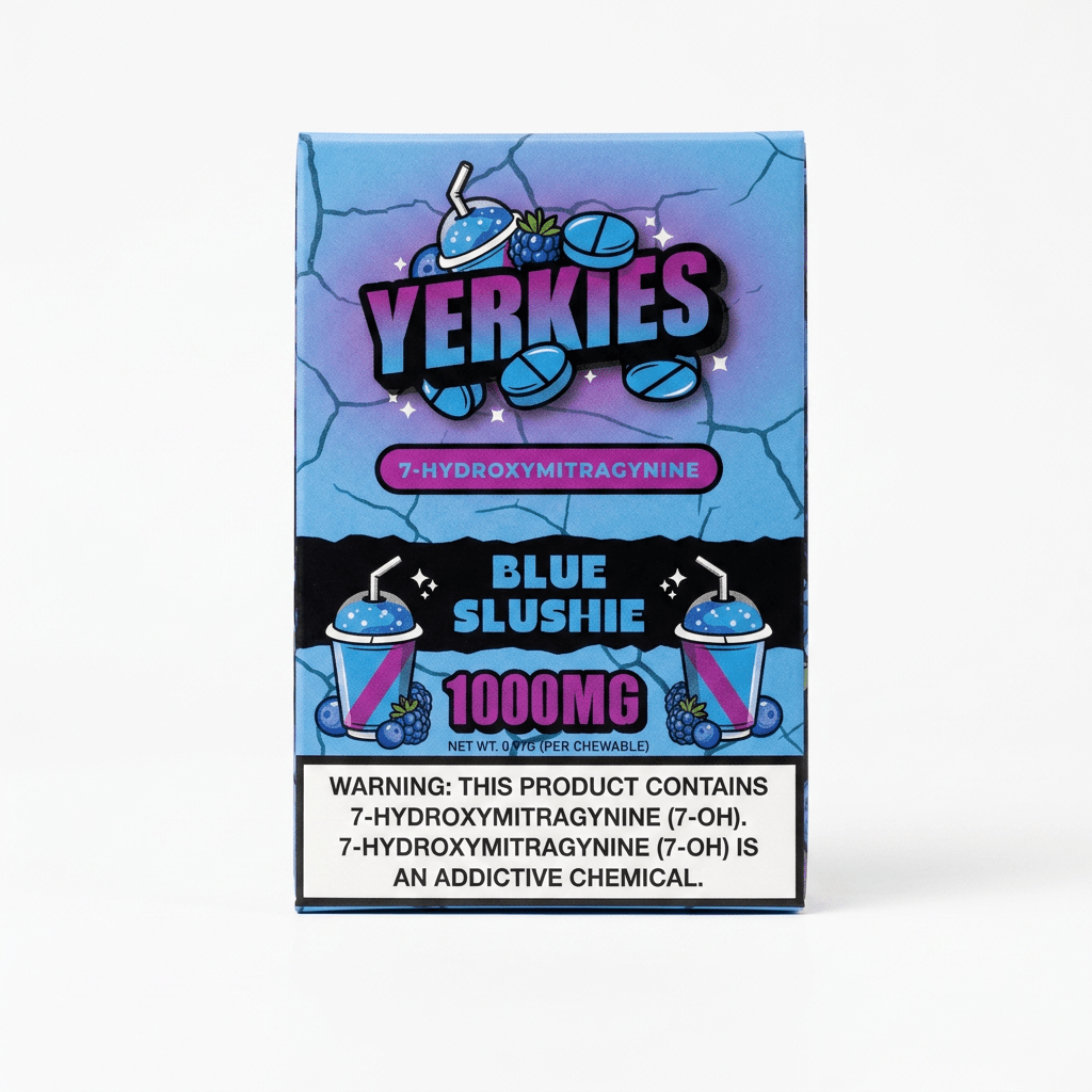 Yerkies 7-OH Tablets, 1000mg, 10-count pack, in a blister-pack box — front of the retail package