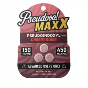Pseudooo! Maxx Pseudo Tablets, 450mg, 3-count pack, in a blister-pack box — packaging and label detail
