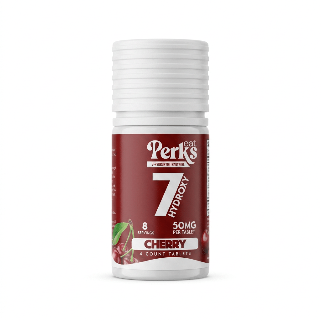 Eat Perks 7-OH Tablets, 200mg, 4-count pack, in a blister-pack box — front of the retail package