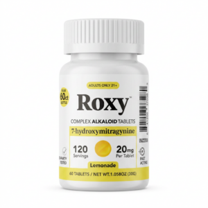 Roxy 7-OH Tablets, 1200mg, 60-count pack, in a blister-pack box — close-up of the product box