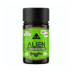 Alien 7-OH Tablets, 500mg, 10-count pack, in a blister-pack box — packaging and label detail