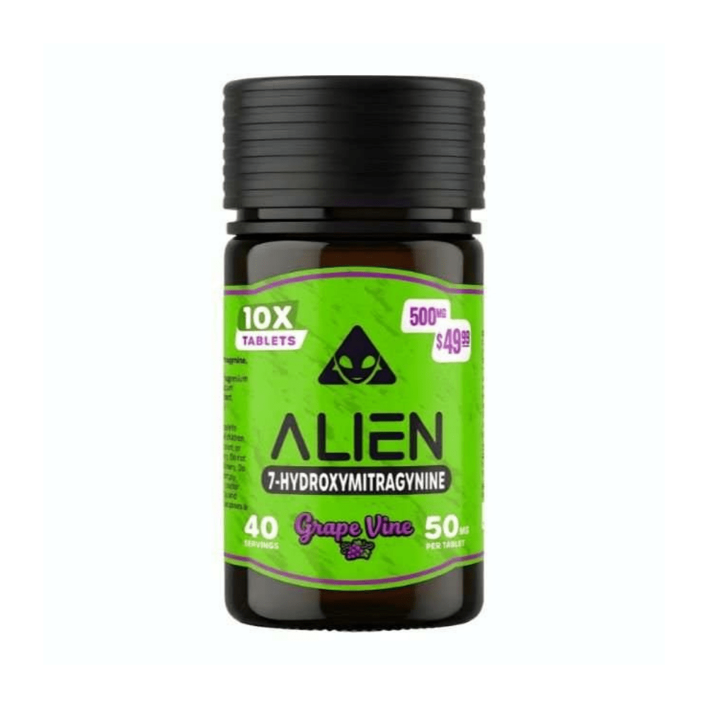 Alien 7-OH Tablets, 500mg, 10-count pack, in a blister-pack box — packaging and label detail