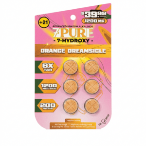 7Pure 7-hydroxy Orange Dreamsicle tablets in a pink blister card