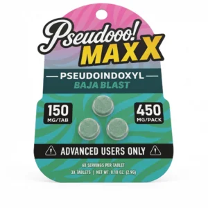 Pseudooo! Maxx Pseudo Tablets, 450mg, 3-count pack, in a blister-pack box