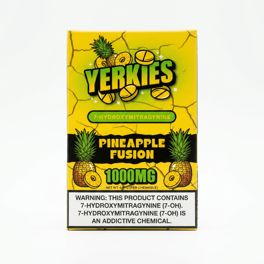 Yerkies 7-OH Tablets, 1000mg, 10-count pack, in a blister-pack box
