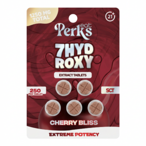 Eat Perks 7-OH Tablets, 1250mg, 5-count pack, in a blister-pack box — package shown on a white background