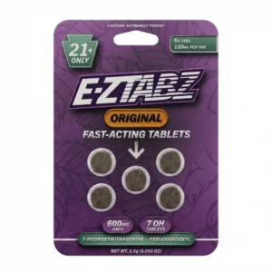 E-ZTabz 7-OH + Pseudo Tablets, 600mg, 5-count pack, in a blister-pack box