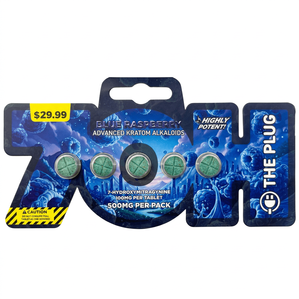 The Plug 7-OH Tablets, 500mg, 5-count pack, in a blister-pack box — front of the retail package