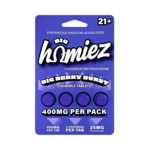 Big Homiez 7-OH Tablets 400mg 4 Count pack, Big Berry Burst