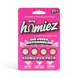 Big Homiez 7-OH Tablets 400mg 4 Count pack, Big Juicy Watermelon