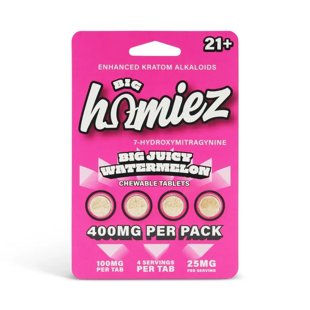 Big Homiez 7-OH Tablets 400mg 4 Count pack, Big Juicy Watermelon