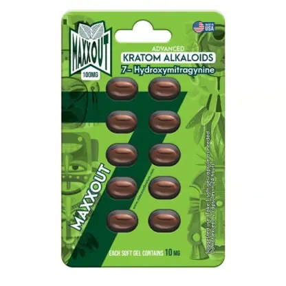 Maxx Out Advanced Kratom Alkaloid 7-OH Soft Gels (100mg – 10 Count)