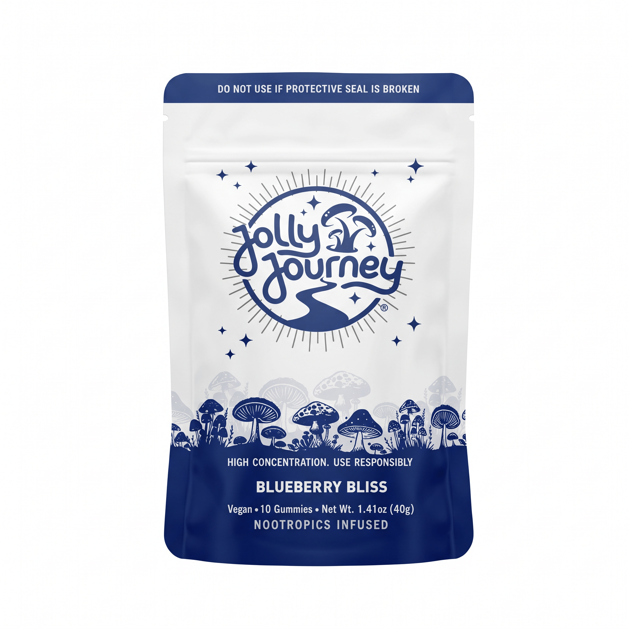 Jolly Journey Mushroom Gummies (10 Count) - Blueberry Bliss