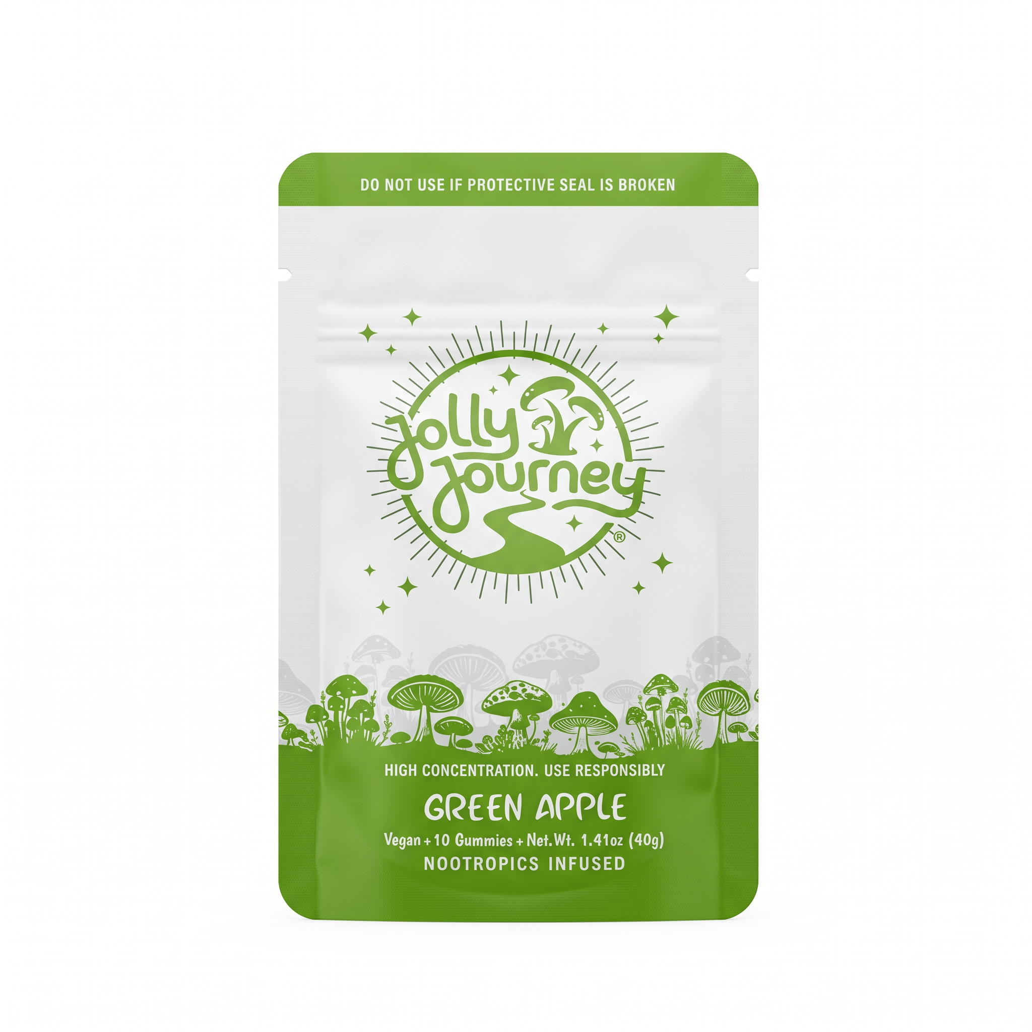 Jolly Journey Mushroom Gummies (10 Count) - Green Apple