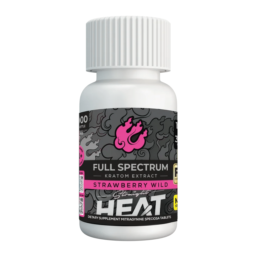 Straight Heat Full Spectrum Kratom Extract Tablets (3000mg - 10 Count) - Strawberry Wild