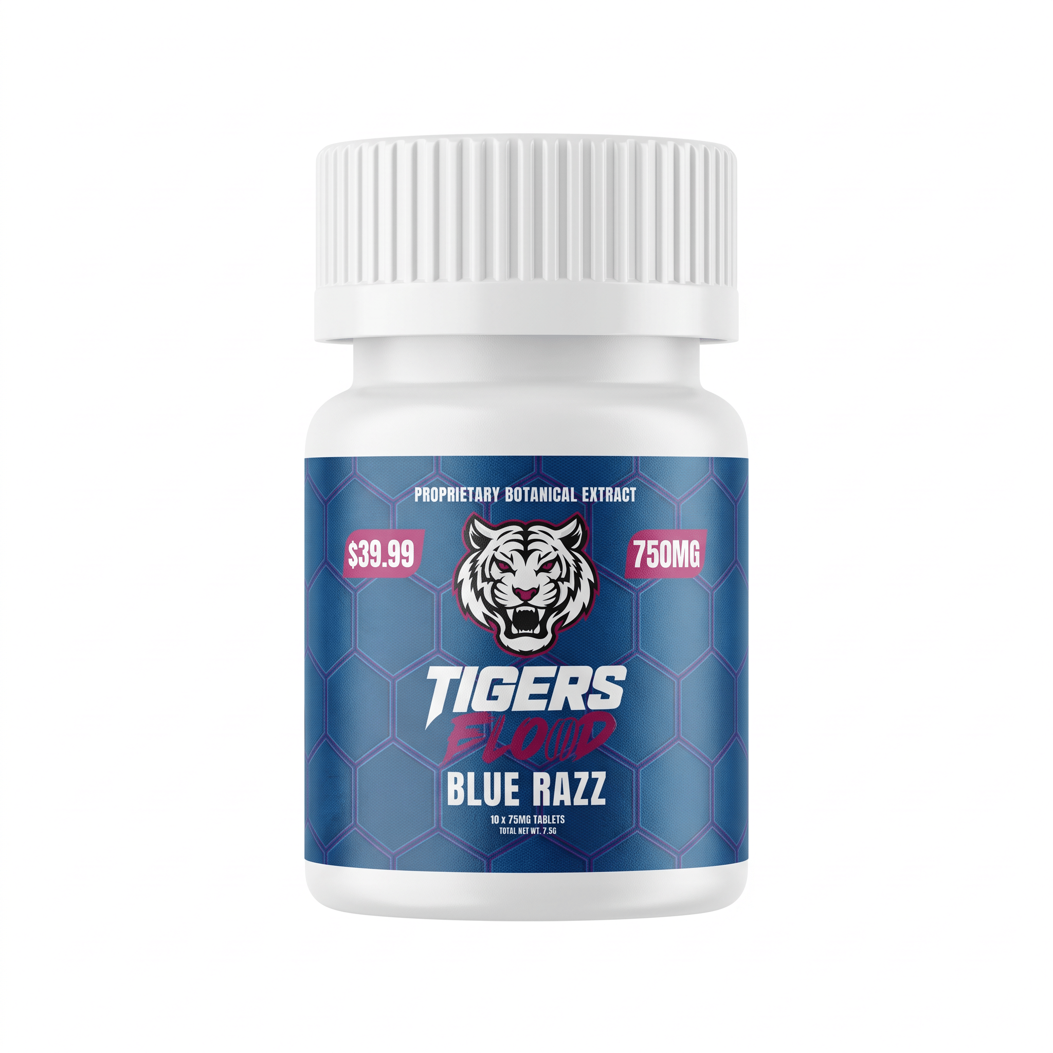 Tigers Blood Botanical Tablets (750mg - 10 Count) - Blue Razz