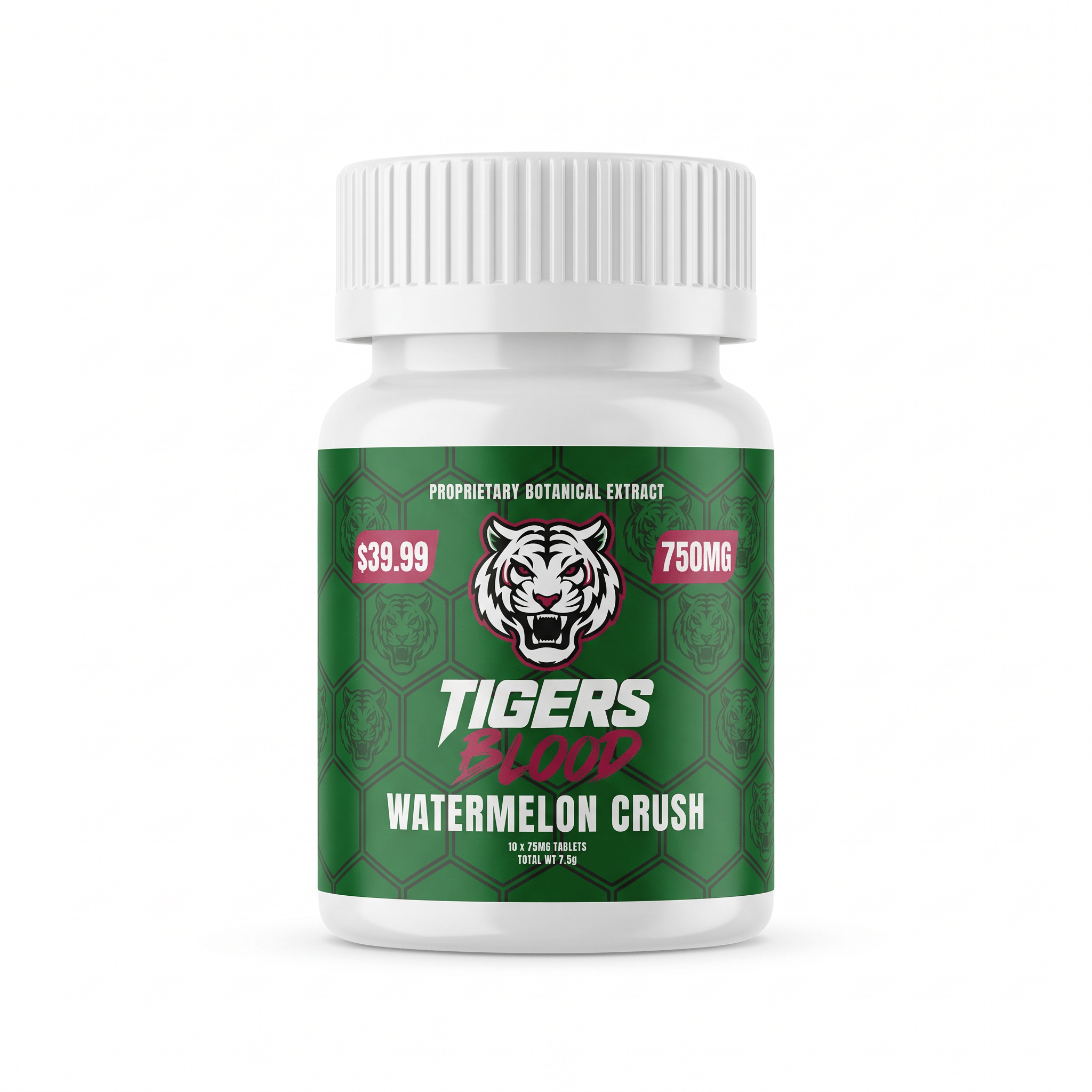 Tigers Blood Botanical Tablets (750mg - 10 Count) - Watermelon Crush