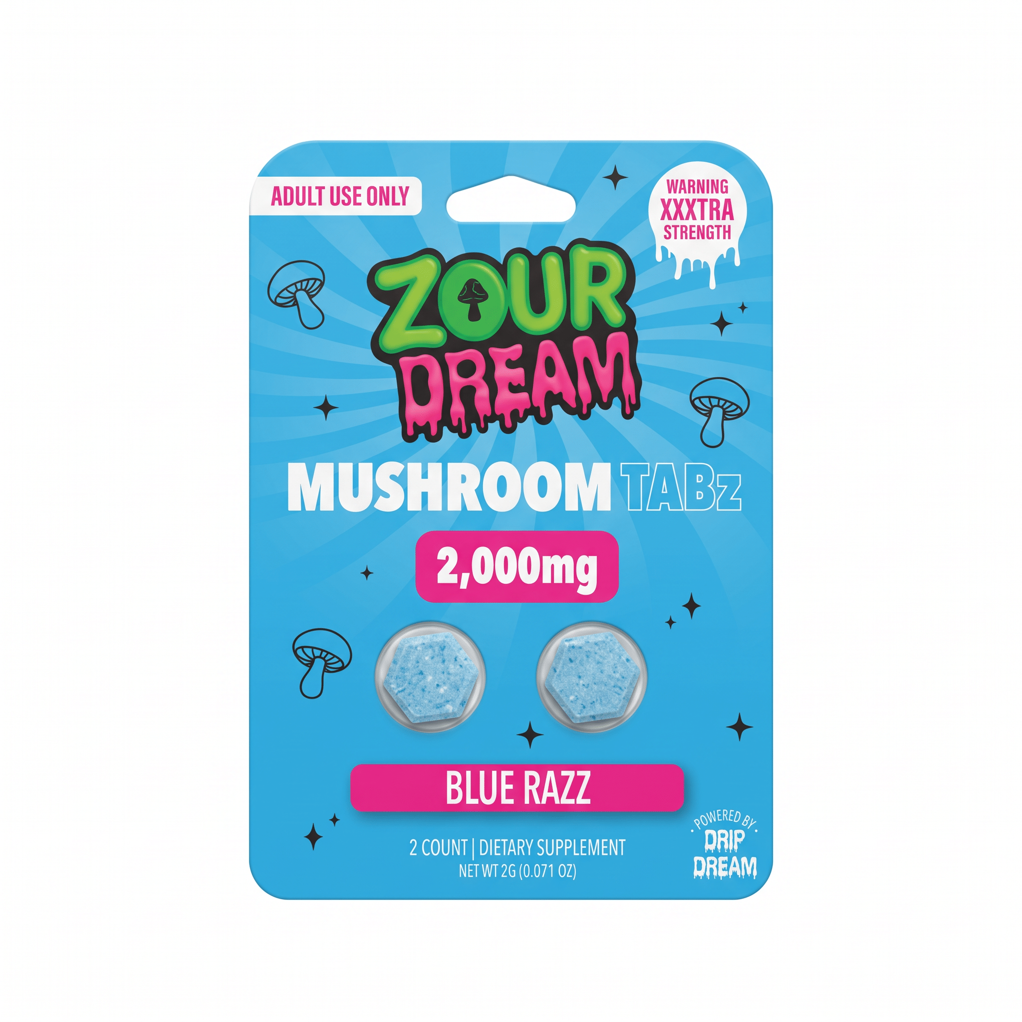 Zour Dream Mushroom Tablets (2000mg - 2 Count) - Blue Razz
