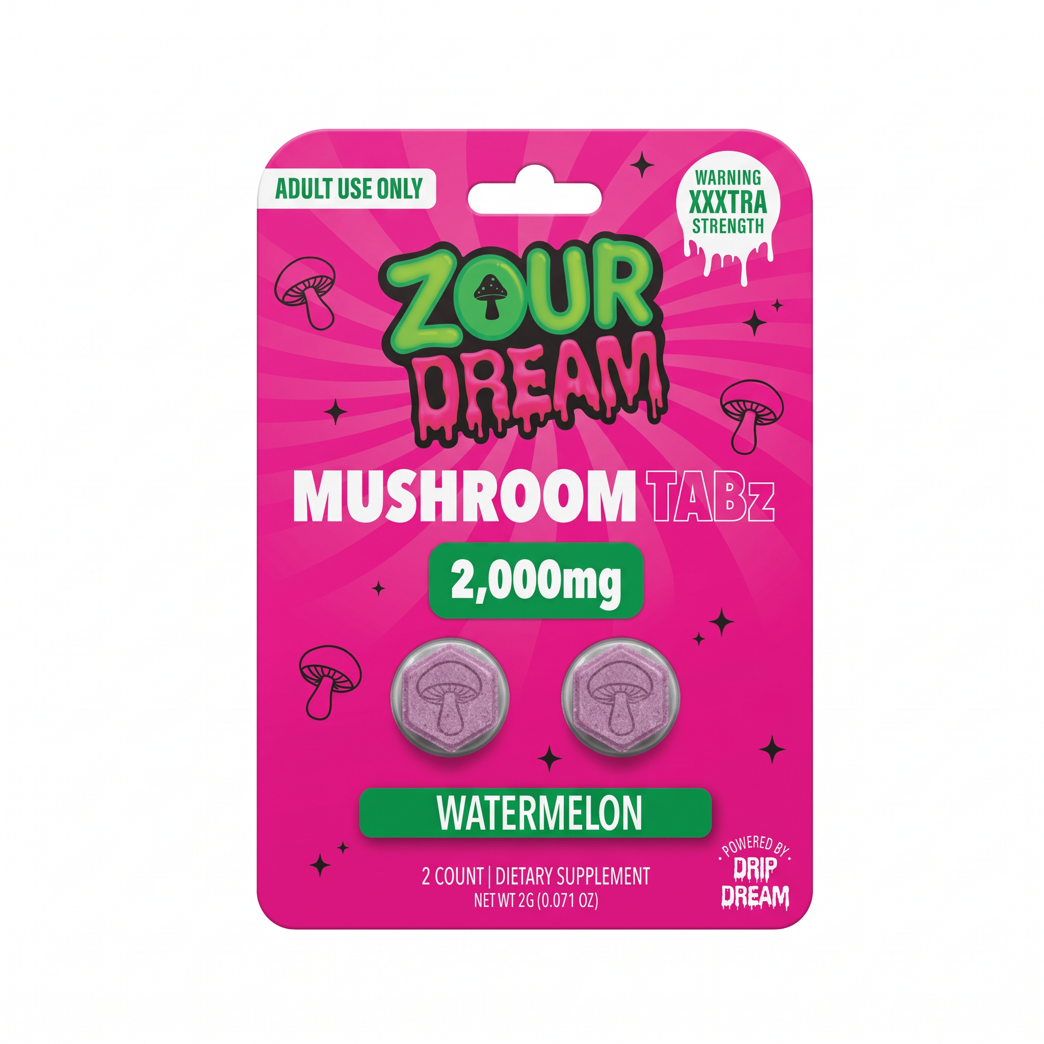 Zour Dream Mushroom Tablets (2000mg - 2 Count) - Watermelon