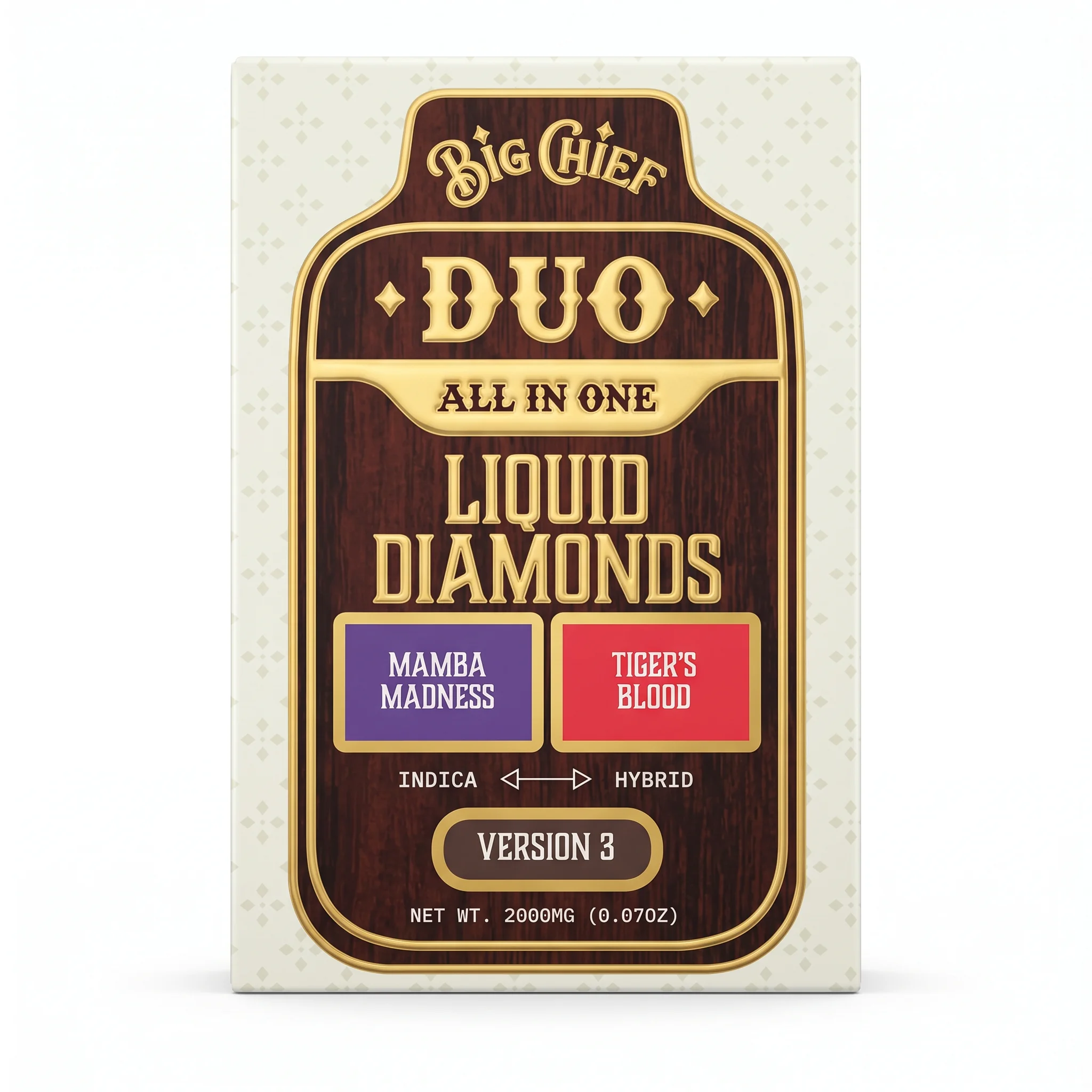 Big Chief THC-A DUO AIO Liquid Diamond Disposable (2000mg) - Mamba Madness (Hybrid) + Tiger's Blood (Indica)