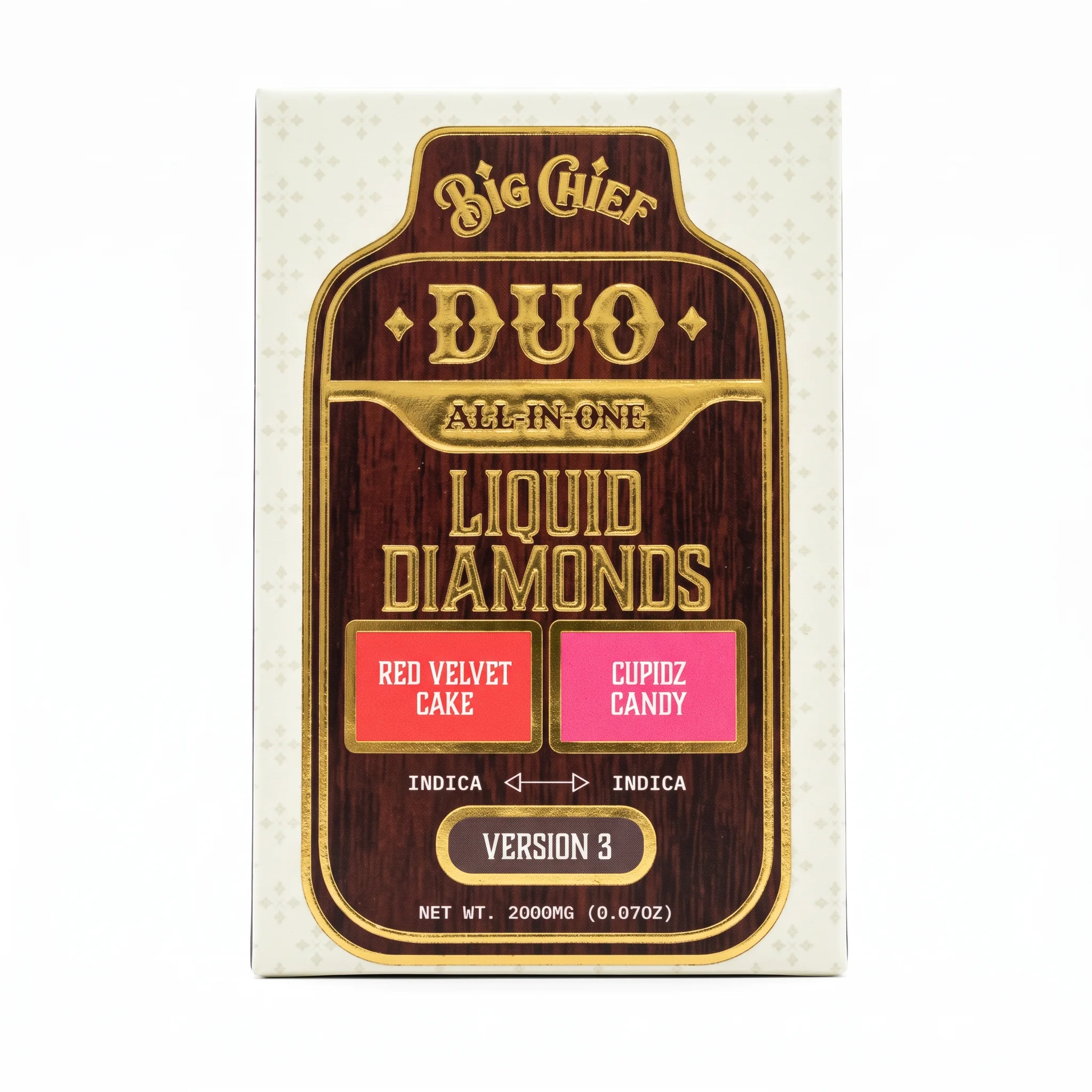 Big Chief THC-A DUO AIO Liquid Diamond Disposable (2000mg) - Red Velvet Cake (Indica) + Cupidz Candy (Indica)