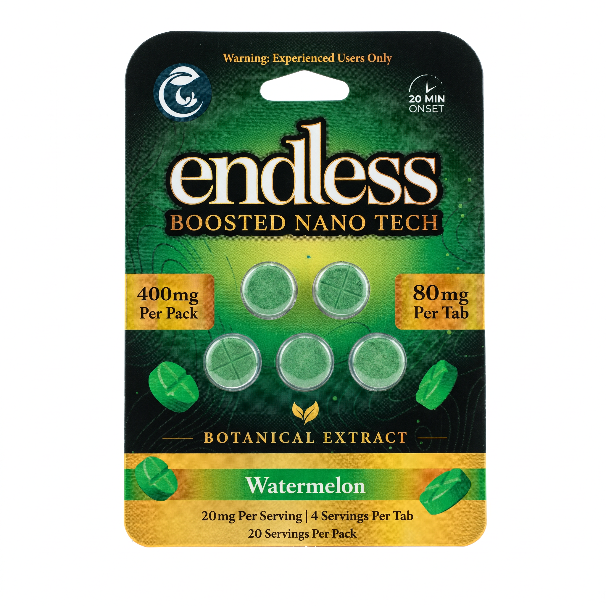 Endless Boosted Nano Tech Botanical Extract Tablets (400mg - 5 Count) - Watermelon