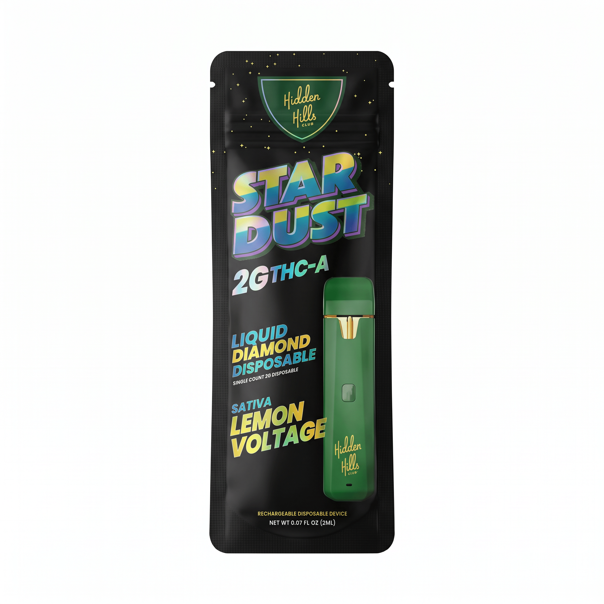 Hidden Hills Stardust THC-A Liquid Diamond Disposable (2000mg) - Lemon Voltage (Sativa)