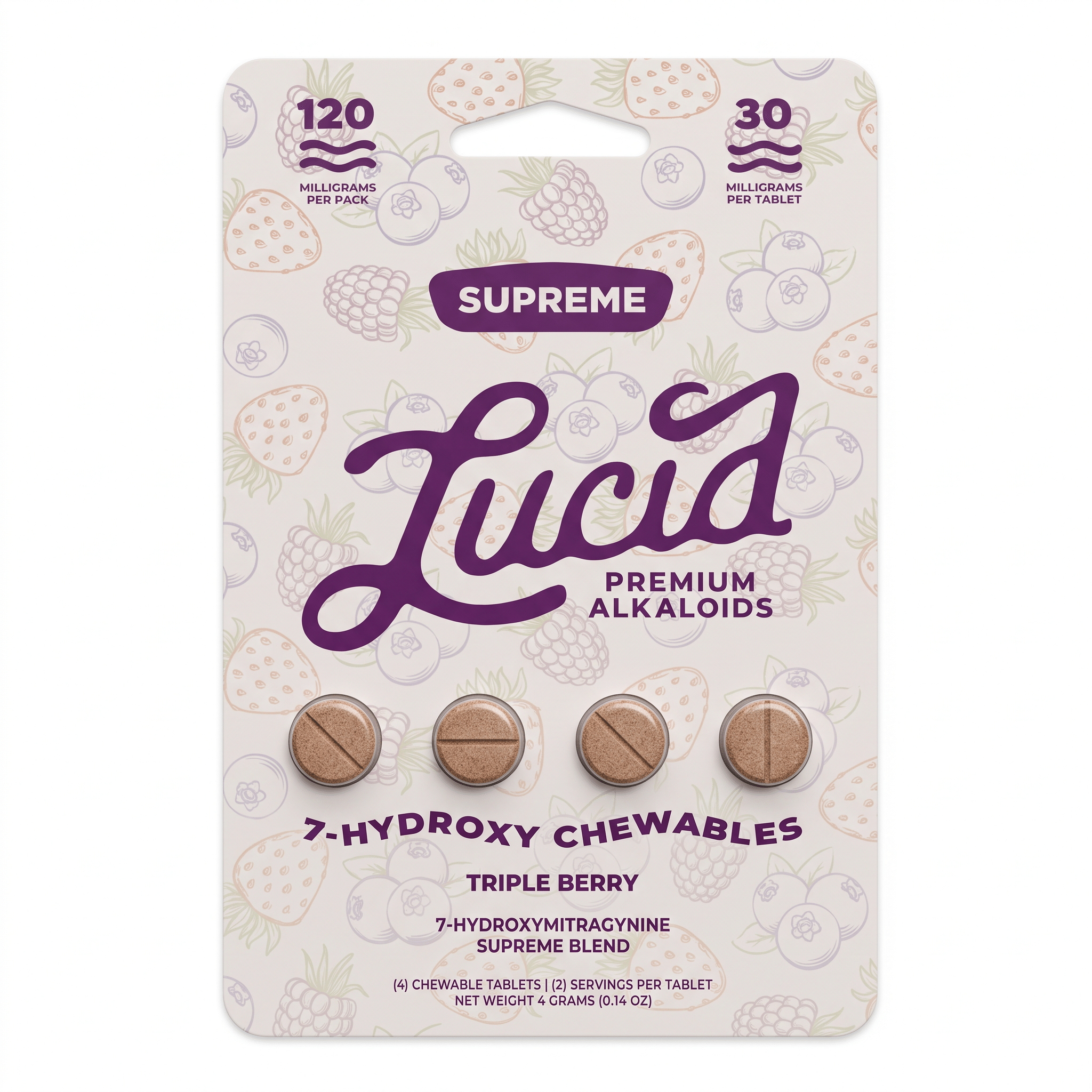 Lucid 7-OH Supreme Blend Tablets (120mg - 4 Count) - Triple Berry